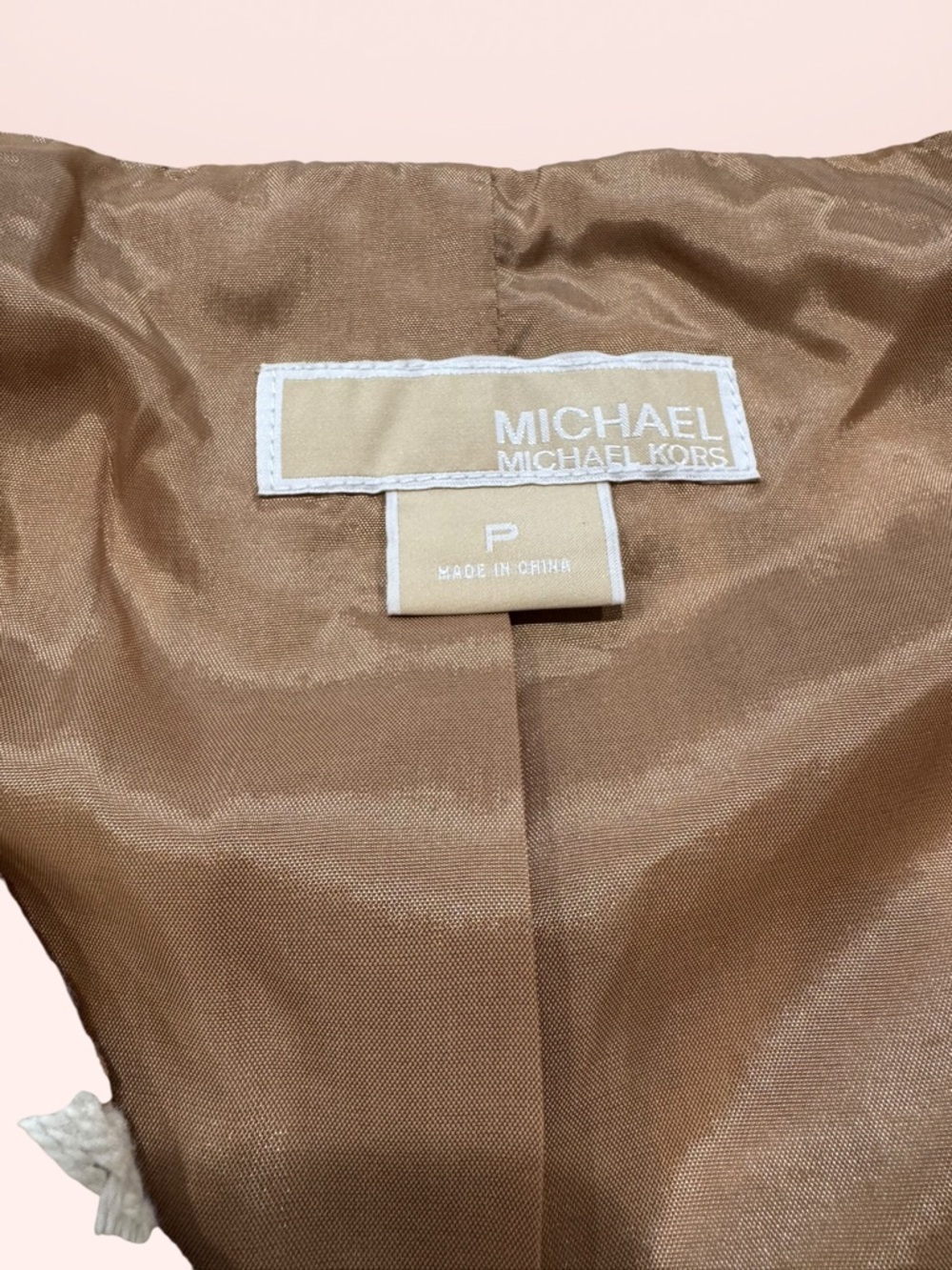 Michael Kors Brown & Cream Houndstooth Knit Blazer - Petite Small - Picture 4 of 5